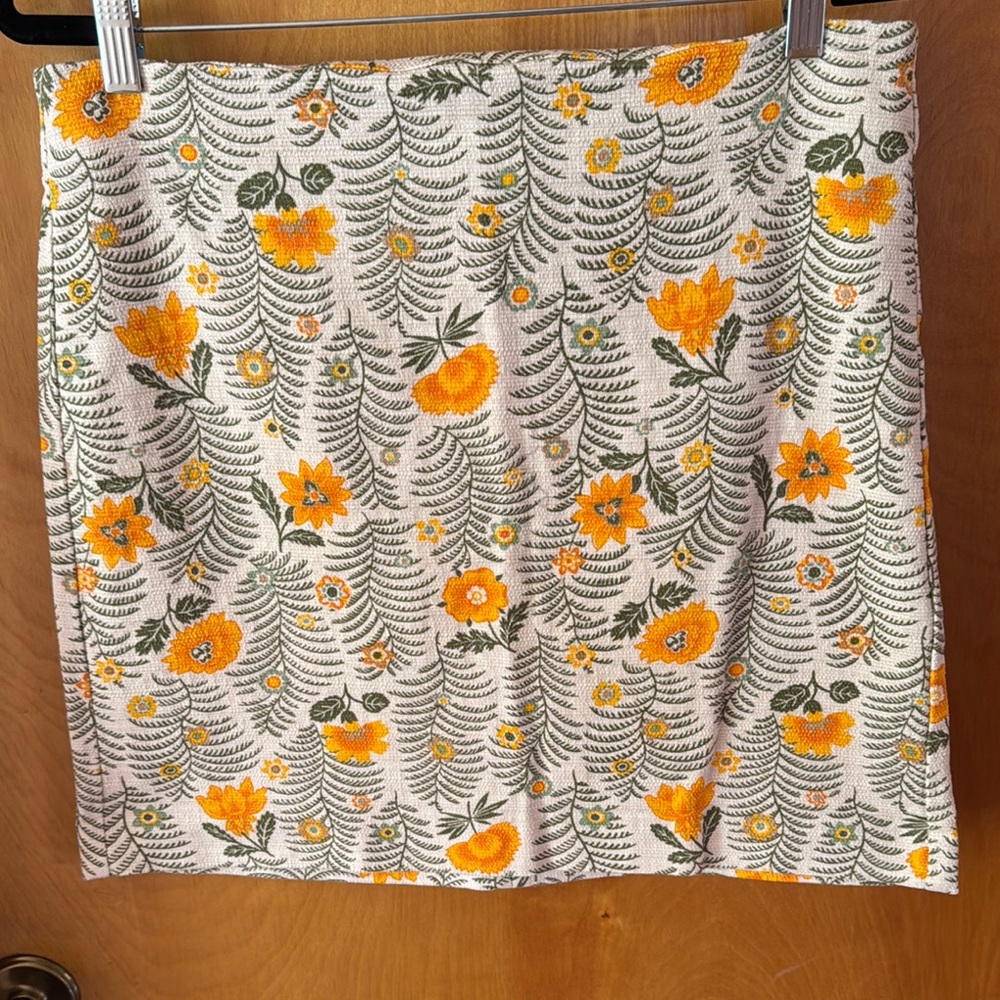 Floral Print Skirt - Yellow and Green
